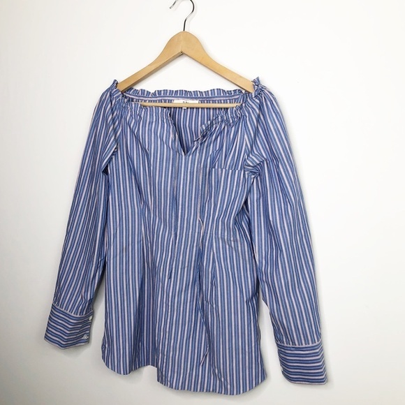 TIBI striped Garcon, off The shoulder blouse - Picture 7 of 11
